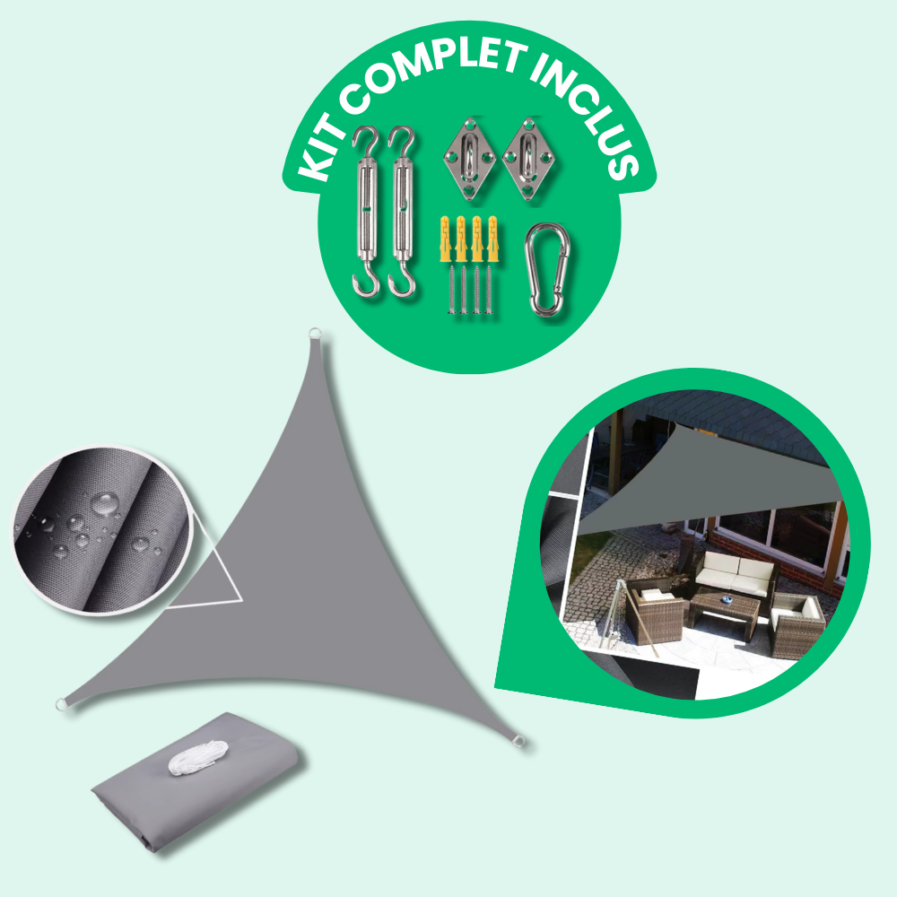 Vela de sombra triangular impermeable