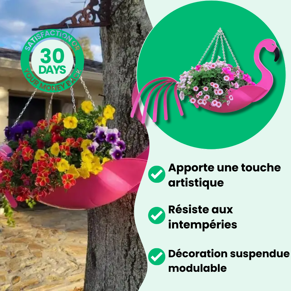 Maceta colgante artística de flamenco rosa