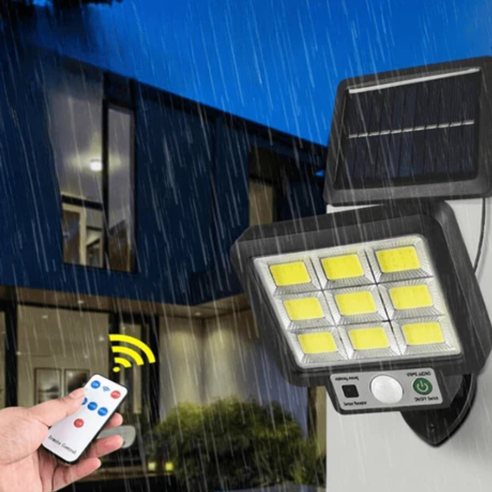 Potente lámpara solar con sensor de movimiento