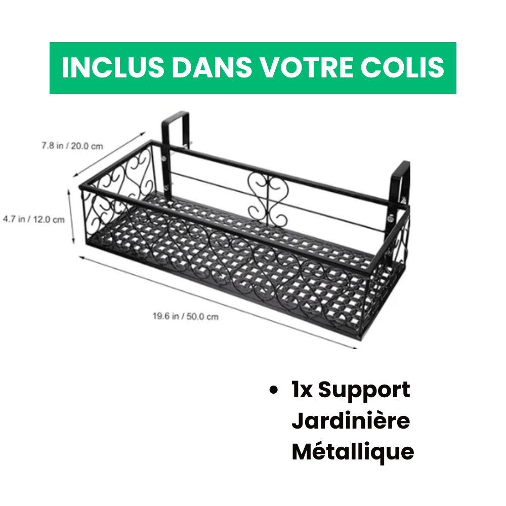 Elegante soporte para macetas de metal.