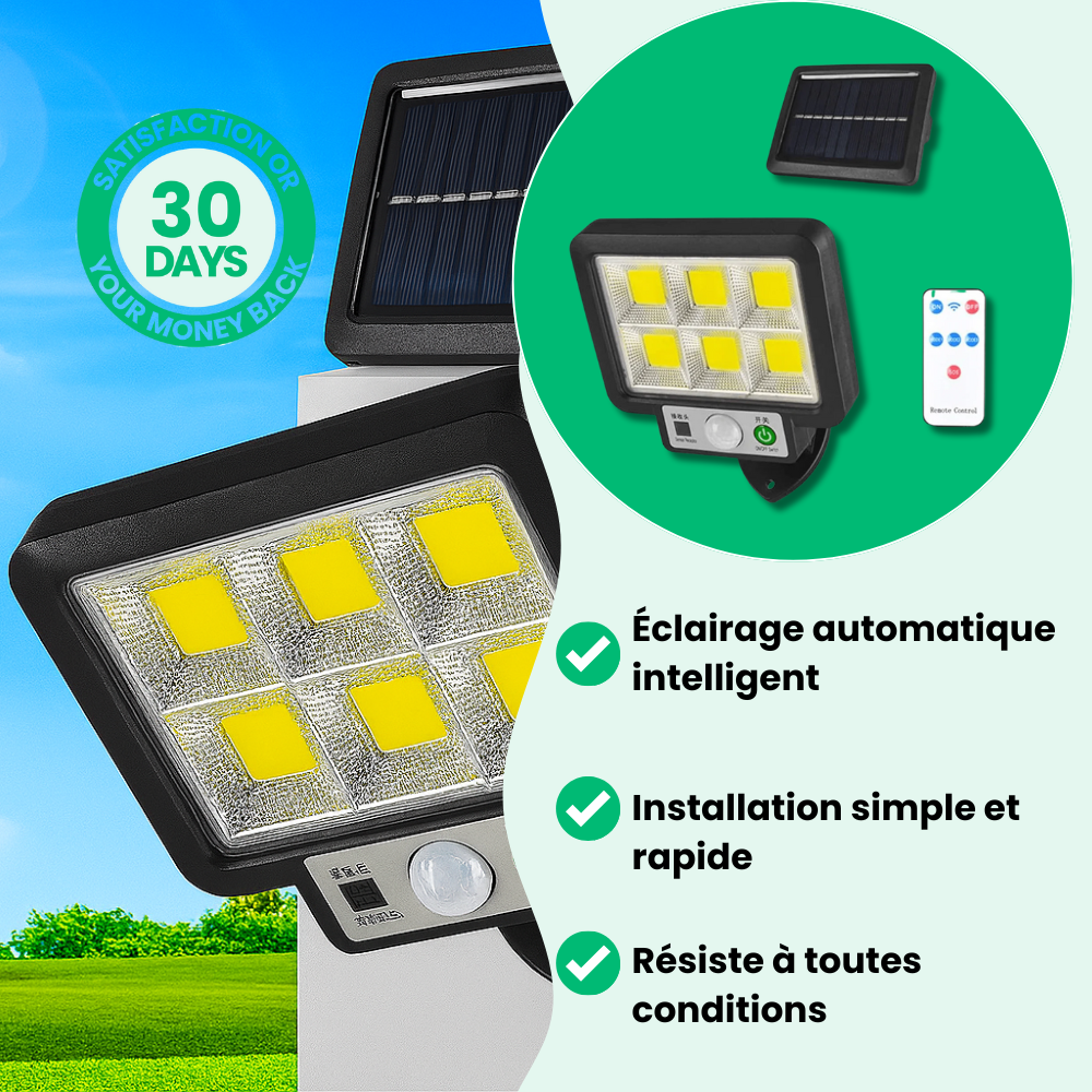 Potente lámpara solar con sensor de movimiento