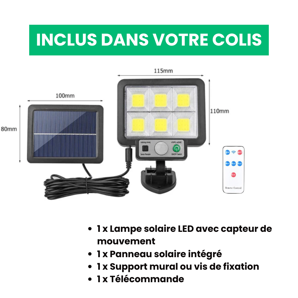 Potente lámpara solar con sensor de movimiento