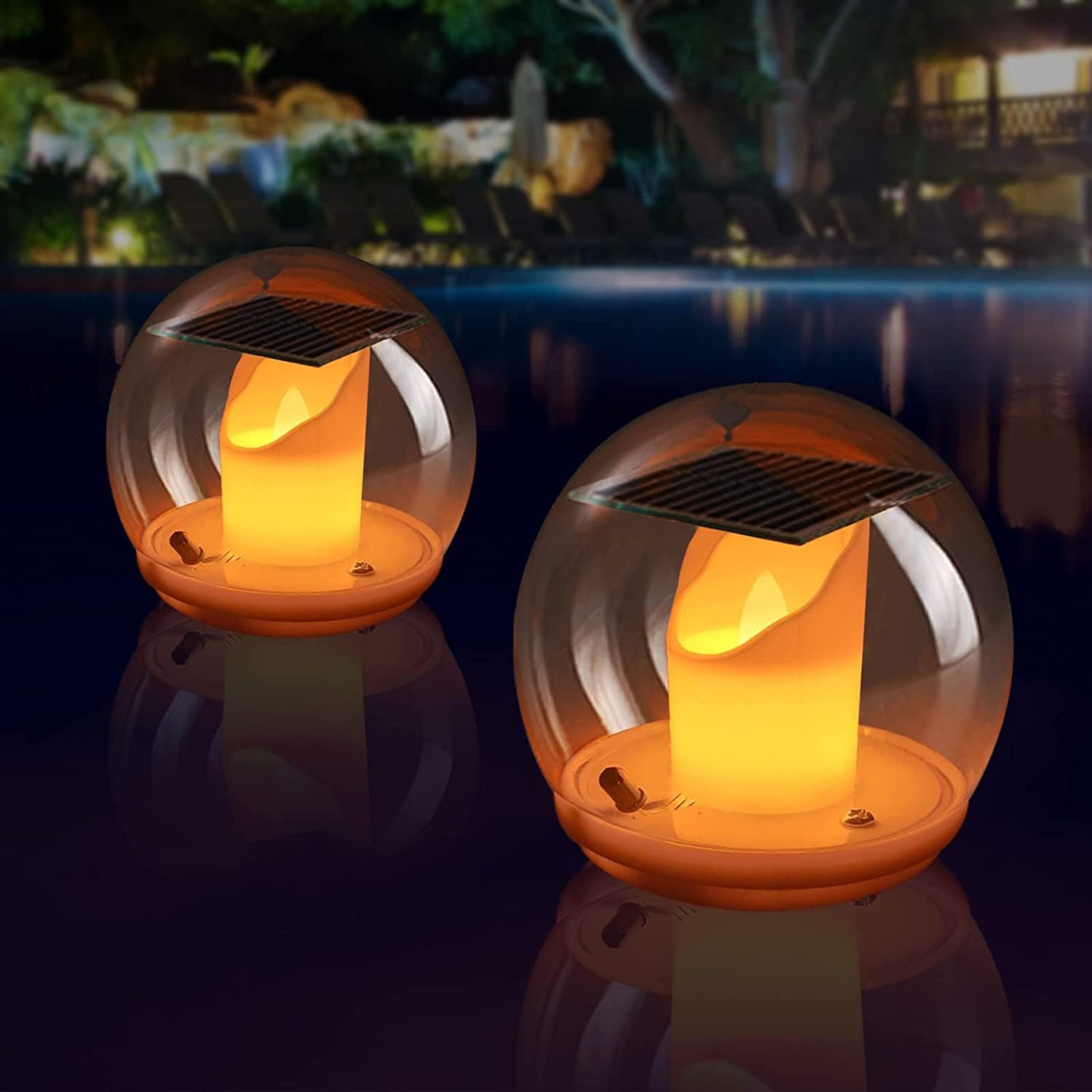 Jardioui Lampe Solaire Flottante pour Piscine Originale "Bougie" (Lot de 2)