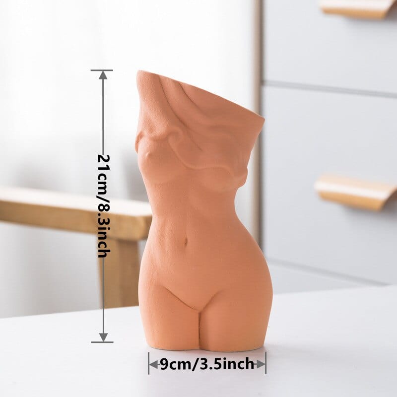 frJardioui Orange Vase Corps de Femme en Céramique