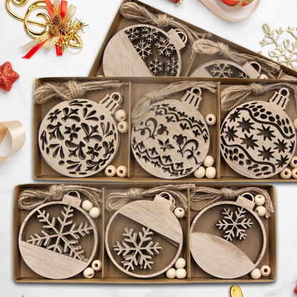 Jardioui Flocons de Neige en Bois Naturel (pack de 12)