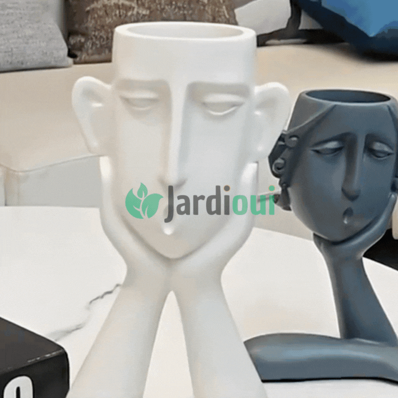 Jardioui Pot de Fleurs Visages Artistiques Élégants