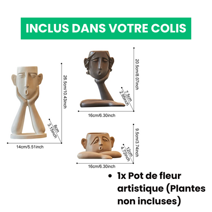 Jardioui Pot de Fleurs Visages Artistiques Élégants
